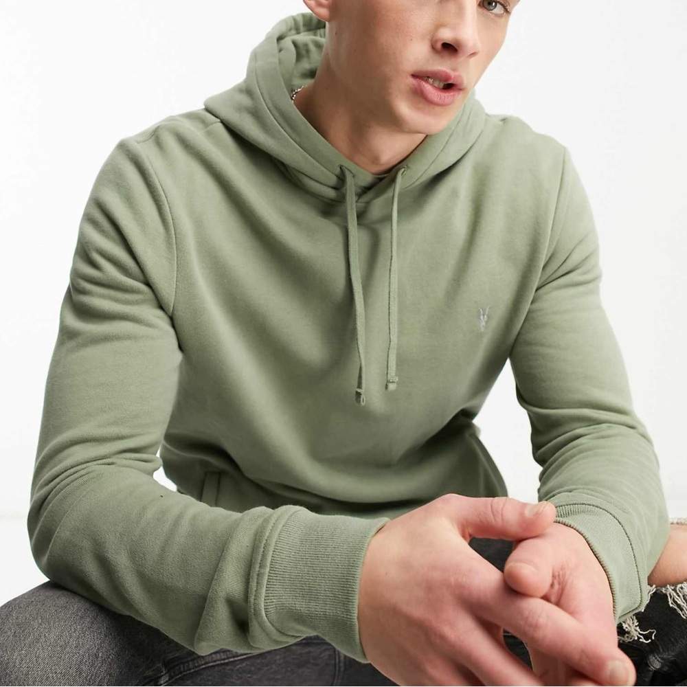 Allsaints Raven Hoodie in Soft Green